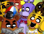  2017 animatronic anthro avian bear bird bonnie_(fnaf) bow_tie canine chica_(fnaf) chicken eye_patch eyewear female five_nights_at_freddy&#039;s five_nights_at_freddy&#039;s_3 fox foxy_(fnaf) freddy_(fnaf) glowing glowing_eyes golden_freddy_(fnaf) group hat lagomorph machine male mammal phantom_chica_(fnaf) poruteno31 rabbit robot top_hat video_games 