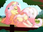  absurd_res butt clothing cutie_mark dock equine eyes_closed female feral fluttershy_(mlp) friendship_is_magic hair hi_res long_hair mammal my_little_pony outside pegasus pink_hair ratofdrawn solo tree underwear wings 