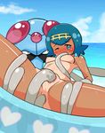  anal anus blue_eyes blue_hair blue_sky blush breasts censored dark_skin day double_penetration heart innertube looking_at_viewer navel nipples nude ocean outdoors pokemon pokemon_(creature) pokemon_(game) pokemon_sm pov pussy pussy_juice short_hair small_breasts spread_legs suiren_(pokemon) tan tanline tentacle tentacruel trial_captain vaginal water wet 