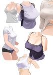  buruma camisole cleavage covered_nipples cowboy_shot crop_top derivative_work gym_uniform headless kaisen_chuui large_breasts medium_breasts original shirt shirt_lift simple_background small_breasts strap_gap taut_clothes taut_shirt white_background 