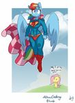  2017 anthro anthrofied atryl clothing costume dialogue english_text equine female fluttershy_(mlp) friendship_is_magic mammal my_little_pony pegasus rainbow_dash_(mlp) solo superhero superman text wings 