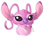  2013 alien angel_(lilo_and_stitch) antennae chest_markings digital_media_(artwork) digital_painting_(artwork) disney experiment_(species) eyelashes fluffy fur head_tuft headshot_portrait lilo_and_stitch looking_at_viewer markings metallicumbrage pink_fur portrait purple_eyes purple_nose signature simple_background speedpaint tuft white_background 