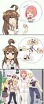  ahoge alternate_costume ark_royal_(kantai_collection) arrow_to_the_knee bismarck_(kantai_collection) blonde_hair breasts brown_hair casual clown comic commentary crown cup darkmaya double_bun endou_aya english foot_hold hand_on_own_chin hat highres holding holding_cup imagining iowa_(kantai_collection) it_(stephen_king) kantai_collection kingsman:_the_secret_service kongou_(kantai_collection) large_breasts long_hair macross macross_frontier medium_breasts meme mini_crown multiple_girls nintendo_switch nontraditional_miko outdoors pantyhose pennywise red_hair remodel_(kantai_collection) scone seiyuu_connection sheryl_nome shorts speech_bubble swordfish teacup the_legend_of_zelda thought_bubble tiara warspite_(kantai_collection) yuri 