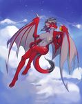  anthro breasts dragon female hair hi_res horn nipple_piercing nipples non-mammal_breasts nude piercing scalie scarlet_(scarlet-drake) schnellen_tod smile solo wings 