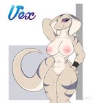  2017 anthro areola breasts d-sixzey eyelashes female flexing looking_at_viewer multicolored_skin muscular muscular_female nipple_piercing nipples piercing pink_eyes pinup pose pussy reptile scalie simple_background snake solo text thick_thighs tongue 