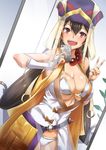  :d ayuayu_(shouyu_no_sato) bikini black_hair bracer breasts cellphone cleavage earrings fate/grand_order fate_(series) gourd hat jewelry large_breasts long_hair looking_at_viewer mirror open_mouth phone purple_eyes reflection smartphone smile solo swimsuit teeth v very_long_hair white_bikini xuanzang_(fate/grand_order) 