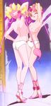  armpit armpits bishoujo_senshi_sailor_moon bishoujo_senshi_sailor_moon_supers bow breasts cerecere cerecere_(sailor_moon) ceres_ceres hair_bow hairbow large_breasts mirror nude nude_filter panties photoshop pink_hair sailor_moon underwear wink 