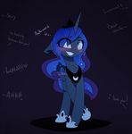  2017 blue_eyes blue_fur blue_hair english_text equine eyelashes female feral friendship_is_magic fur hair hooves horn magnaluna mammal my_little_pony princess_luna_(mlp) simple_background smile solo text winged_unicorn wings 