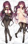  aki663 asymmetrical_bangs bangs bed_sheet black_gloves black_legwear blush breasts breasts_outside censored collarbone commentary_request covering_mouth dakimakura eyebrows_visible_through_hair girls_frontline gloves hair_ribbon large_breasts long_hair long_sleeves looking_at_viewer lying military military_uniform multiple_views navel necktie nipple_censor on_back one_side_up open_clothes open_mouth open_shirt panties panty_pull pantyhose pantyhose_pull purple_eyes purple_hair purple_ribbon red_neckwear ribbon shirt thighs torn_clothes torn_legwear tsurime underwear uniform wa2000_(girls_frontline) wavy_hair white_panties 