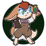  anthro beaker breasts brown_fur brown_hair canine clipboard eyelashes eyewear female fennec fox fur goggles hair kit_darling lab_coat mammal planeshifterlair poppy_opossum scientist simple_background solo white_background 