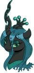  2017 alpha_channel changeling crown dilarus female feral friendship_is_magic green_eyes green_hair hair horn looking_at_viewer my_little_pony queen_chrysalis_(mlp) simple_background smug solo transparent_background 