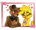  2017 amanddica animatronic anthro avian bear bird bow_tie chica_(fnaf) chicken clothing cristalwolf567 eyes_closed female five_nights_at_freddy&#039;s freddy_(fnaf) fur hat hi_res machine male mammal robot top_hat video_games 