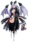  absurdres bat_wings demon_girl enty_reward full_body highres horns kenkou_cross lilim_(monster_girl_encyclopedia) looking_at_viewer monster_girl monster_girl_encyclopedia official_art paid_reward pointy_ears red_eyes simple_background smile solo succubus tail white_background white_hair wings 