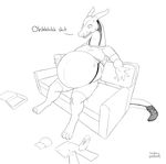  2017 anthro belly big_belly clothed clothing digital_media_(artwork) fully_clothed inside levy_(longlevy) line_art longlevy monochrome oral_vore overweight simple_background sitting sketch solo_focus vore white_background 