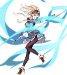  arm_guards armor blonde_hair breasts brown_eyes clair_(fire_emblem) dress fire_emblem fire_emblem_echoes:_mou_hitori_no_eiyuuou fire_emblem_heroes full_body gloves helmet highres long_hair medium_breasts official_art open_mouth pantyhose polearm ponytail short_dress shoulder_armor smile solo takagi_masafumi transparent_background weapon 