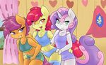  2015 absurd_res aged_up ambris anthro anthrofied apple_bloom_(mlp) bra breasts cleavage clothed clothing cutie_mark_crusaders_(mlp) earth_pony equine eyelashes feathered_wings feathers female friendship_is_magic fur green_eyes group hair hands_on_hips hi_res horn horse inside legwear mammal midriff multicolored_hair my_little_pony navel nightgown off_shoulder open_mouth orange_eyes orange_feathers orange_fur pegasus pink_hair pony purple_eyes purple_hair red_hair scootaloo_(mlp) smile sweetie_belle_(mlp) teeth thigh_highs two_tone_hair underwear unicorn white_fur wings yellow_fur 