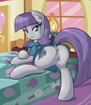  2015 anus bed butt clothed clothing cogbrony cutie_mark earth_pony equine female feral friendship_is_magic hair half-closed_eyes hi_res horse inside mammal maud_pie_(mlp) my_little_pony pony purple_hair pussy solo 