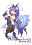  animal_ears ass atte7kusa blue_eyes blue_hair brave_sword_x_blaze_soul breasts bunny_ears bunny_tail bunnysuit commentary_request copyright_name gloves high_heels highres long_hair looking_at_viewer official_art open_mouth small_breasts solo tail very_long_hair 