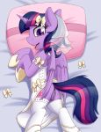  2018 clothing cutie_mark digital_media_(artwork) equine fearingfun feathered_wings feathers female friendship_is_magic hi_res horn legwear lying mammal my_little_pony open_mouth purple_eyes solo twilight_sparkle_(mlp) winged_unicorn wings 