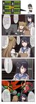  4koma bar_censor black_hair blush censored choker comic getter_robo girls_frontline green_eyes gundam hair_bun highres long_hair multiple_girls purple_eyes rfb_(girls_frontline) school_uniform shaded_face shin_getter-1 super_sass_(girls_frontline) tengen_toppa_gurren-lagann_(mecha) tengen_toppa_gurren_lagann translated xiujia_yihuizi 