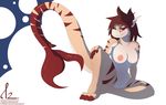  anthro breasts female fish hair half-closed_eyes hi_res looking_at_viewer marine moonway nude red_eyes red_hair shark simple_background sitting smile solo vicky 