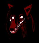  anthro black_and_red canine dog female hair hladilnik mammal nightmare_fuel possession restricted_palette sharp_teeth smile_dog solo teeth 
