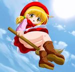  akazukin_chacha broom chacha sitting sky 