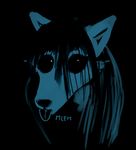  anthro black_and_blue black_sclera canine cute dog female hair hladilnik mammal possession restricted_palette solo tongue tongue_out 