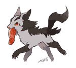  animal_ears artist_name auko claws fang feet food full_body furry looking_to_the_side meat mightyena no_humans paws pokemon pokemon_(creature) pokemon_rse red_eyes running signature simple_background solo tail teeth text white_background wolf_ears yellow_sclera 