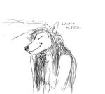  anthro black_and_white breasts canine cute disembodied_hand dog english_text eyes_closed featureless_breasts female ghost_pupper hair hladilnik mammal monochrome scratching sketch smile sound_effects text 