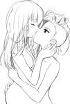  age_difference asymmetrical_hair atobesakunolove blush breast_press breasts closed_eyes collarbone couple d.va_(overwatch) earrings facepaint facial_mark greyscale hand_on_another's_ass hand_on_another's_neck hug imminent_kiss jewelry light_smile long_hair looking_at_another mole mole_under_eye monochrome multiple_girls nude overwatch profile simple_background sketch small_breasts sombra_(overwatch) stud_earrings undercut upper_body whisker_markings white_background yuri 