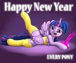  2016 areola breasts busty_feral clothing dildo dock english_text equine equine_dildo feathered_wings feathers female feral friendship_is_magic hair holidays horn legwear long_hair looking_at_viewer lying mammal multicolored_hair my_little_pony navel new_year nipples on_side open_mouth purple_eyes purple_feathers pussy pussy_juice rainingskys raised_leg saliva saliva_string semi-anthro sex_toy simple_background solo spread_legs spreading text thigh_highs tongue tongue_out twilight_sparkle_(mlp) wing_boner winged_unicorn wings 