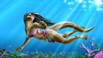  2015 5_fingers 5_toes anthro black_hair breasts clothed clothing digital_media_(artwork) female green_eyes hair jackrow mammal mustelid otter solo swimming toes underwater water webbed_feet webbed_hands 