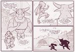  2016 anthro bovine clothed clothing comic dialogue disney duo english_text female july_hopps_(mistermead) katherine_clawhauser_(mistermead) lagomorph mammal mistermead rabbit running text zootopia 