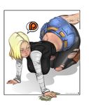  1girl all_fours android_18 blonde_hair blue_eyes blush breasts buttjob dragon_ball dragon_ball_gt dragon_ball_super dragonball_z female hanging_breasts hetero huge_ass huge_breasts kamina1978 long_nails milf money patreon_logo pink_lips pink_nails presenting short_hair smile thick_thighs thighhighs wide_hips 