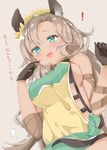  :d animal_ears blush breasts brown_hair commentary_request dark_skin erune fang gloves granblue_fantasy green_eyes highres jpeg_artifacts kamioka_shun'ya large_breasts long_hair nemone open_mouth sideboob smile solo translation_request 