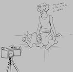  2016 anthro balls bottomless camera claws clothed clothing dialogue disney duke_weaselton erection hi_res male mammal masturbation mustelid penile_masturbation penis recording simple_background skunkjunkie solo spread_legs spreading toe_claws weasel zootopia 