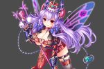  1girl beelzebub_(kamihime) blush breasts cleavage crown demon_girl heart kamihime_project_r large_breasts lavender_hair looking_at_viewer red_eyes revealing_clothes tail tongue wings 