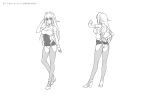  1girl annerose_vajra ass breasts character_sheet female full_body kagami_hirotaka koutetsu_no_majo_anneroze lilith-soft long_hair looking_at_viewer medium_breasts monochrome multiple_views no_bra solo standing younger 