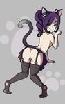  1girl ass cat_ears drill_hair purple_hair skirt tail thighhighs zone-tan 