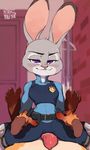  2017 anthro blush canine claws clothed clothing disney erection female fox grinding interspecies judy_hopps kollerss-arts lagomorph maiz-ken male male/female mammal nick_wilde penis police_uniform pussy_juice rabbit rubbing size_difference smaller_female uniform zootopia 