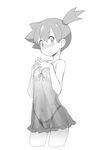  :o bare_shoulders blush breasts cleavage greyscale highres kasumi_(pokemon) looking_at_viewer monochrome navel nightgown ookamiuo panties pokemon pokemon_(anime) pokemon_(classic_anime) see-through short_ponytail side_ponytail simple_background small_breasts solo underwear white_background 