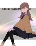  alternate_costume artist_name brown_eyes brown_hair copyright_name earrings eyebrows_visible_through_hair jewelry kantai_collection long_hair long_sleeves nail_polish ooi_(kantai_collection) pantyhose red_nails smile solo ume_(plumblossom) 