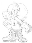  1girl animal_ears anus ass boots breasts filthypaladin from_behind full_body furry gloves greyscale gun half-closed_eyes hand_up highres holding_weapon kneeling looking_back looking_to_the_side monochrome no_humans nude outstretched_arm pussy sally_acorn short_hair simple_background sketch small_breasts solo sonic_the_hedgehog spread_legs tail uncensored weapon white_background 