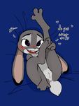  &lt;3 ?! anthro anus blush dialogue disney english_text female judy_hopps lagomorph lying mammal on_back open_mouth open_smile paperclip_(artist) pawtsun presenting presenting_pussy pussy rabbit raised_leg smile solo talking_to_viewer text zootopia 