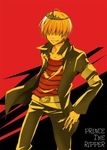  artist_request belphegor_(reborn) blonde_hair hair_over_eyes katekyo_hitman_reborn! looking_at_viewer lowres male_focus shirt smile solo striped striped_shirt tiara 