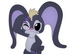  2017 alien alpha_channel big_ears black_eyes blonde_hair chest_tuft claws dark_end digital_drawing_(artwork) digital_media_(artwork) disney fur hair hand_on_head head_tuft lemonlime lilo_and_stitch one_eye_closed pink_nose purple_claws purple_fur simple_background small_tail solo stitch! transparent_background tuft 