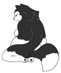  anthro armello black_and_white breasts butt canine eyes_closed female magna_(armello) mammal monochrome nude paperclip_(artist) wolf 