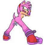  1girl against_wall amy_rose animal_ears anus arm_up ass between_legs breast_press breasts filthypaladin from_behind full_body gloves green_eyes half-closed_eyes hand_between_legs headband highres leaning_forward looking_back looking_down looking_to_the_side medium_breasts no_humans nude open_mouth pink_hair presenting pussy red_shoes shoes short_hair simple_background smile solo sonic_the_hedgehog spread_legs standing tail teeth uncensored white_background white_gloves 