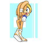  1girl absurdres anus ass blue_background clitoris feet filthypaladin from_behind full_body gloves hand_on_own_ass headband leaning_forward looking_back looking_down looking_to_the_side no_humans nude open_mouth orange_hair presenting pussy sandals simple_background smile solo sonic_the_hedgehog spread_pussy standing tail thigh_gap tikal_the_echidna two-tone_background uncensored white_background white_gloves white_sandals 